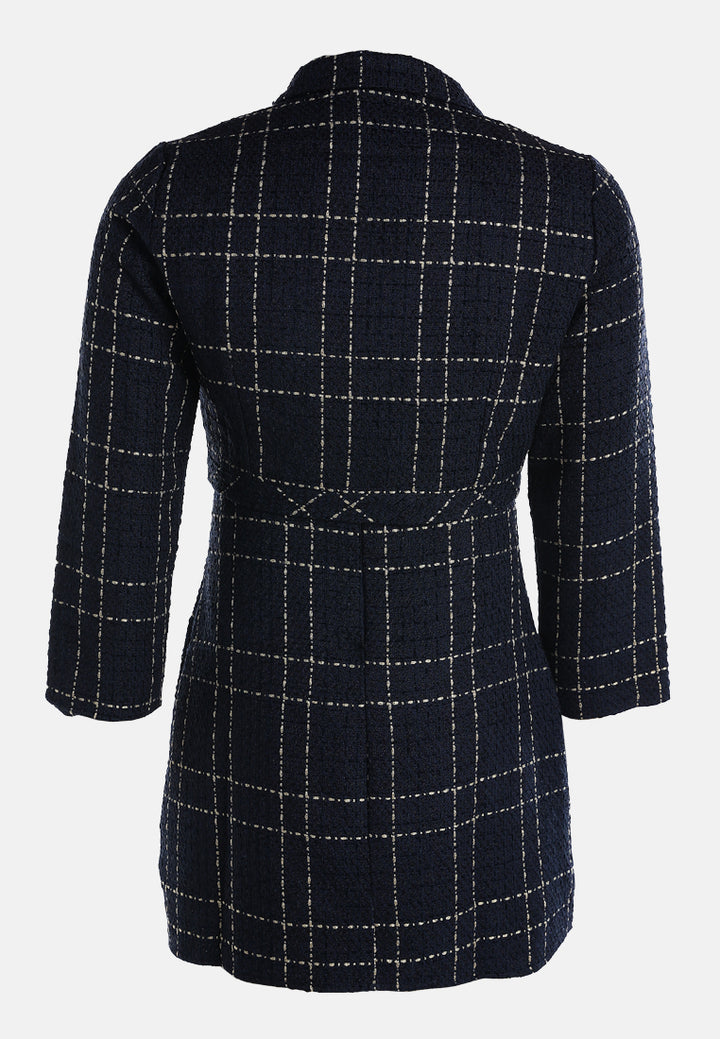 woven button-down jacket + mini dress combo by ruw#color_navy