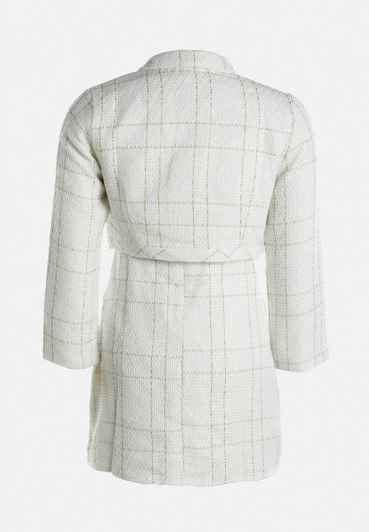 woven button-down jacket + mini dress combo by ruw#color_off-white