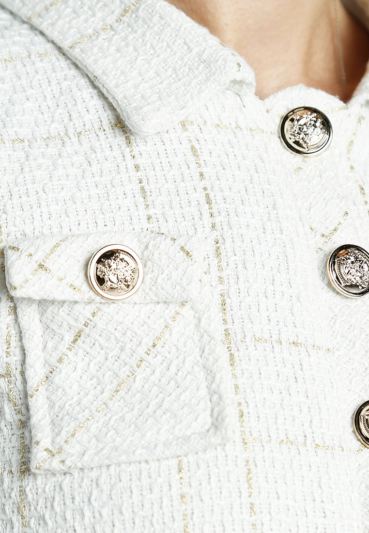 woven button-down flap pocket jacket by ruw#color_off white