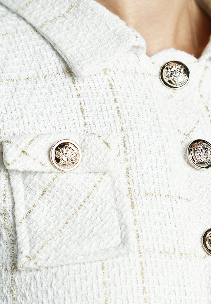 woven button-down flap pocket jacket by ruw#color_off white