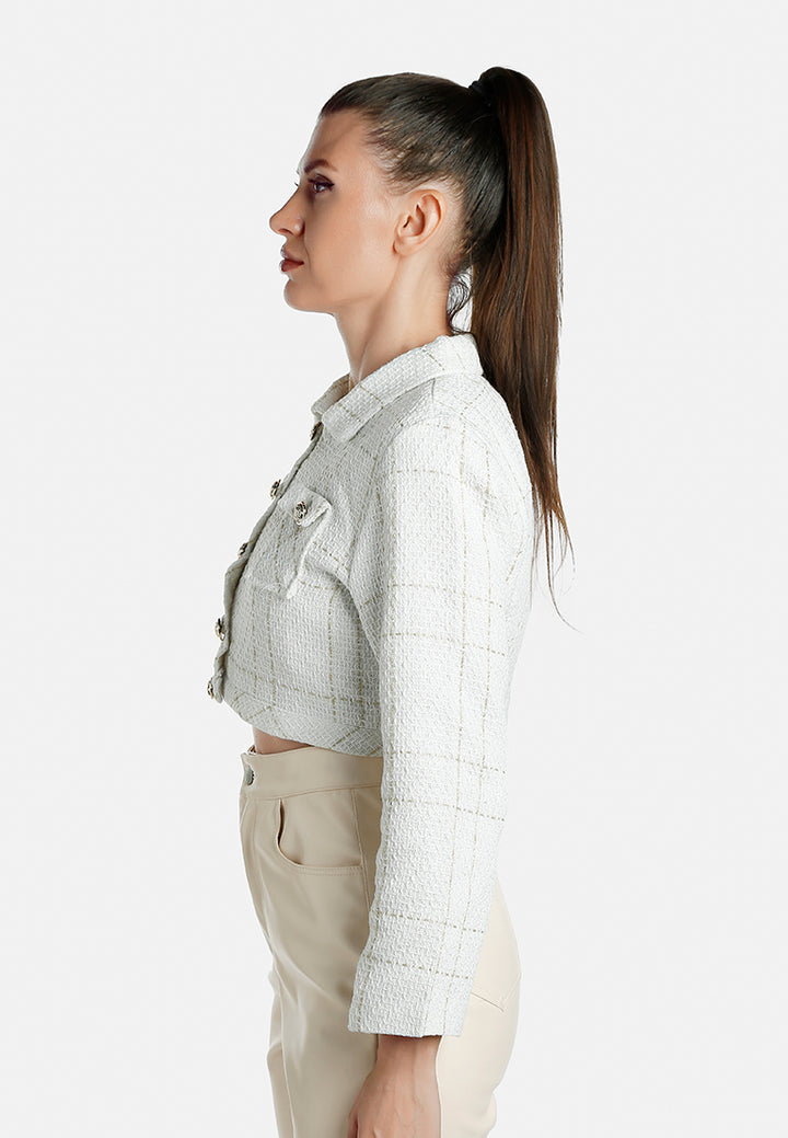 woven button-down flap pocket jacket by ruw#color_off white