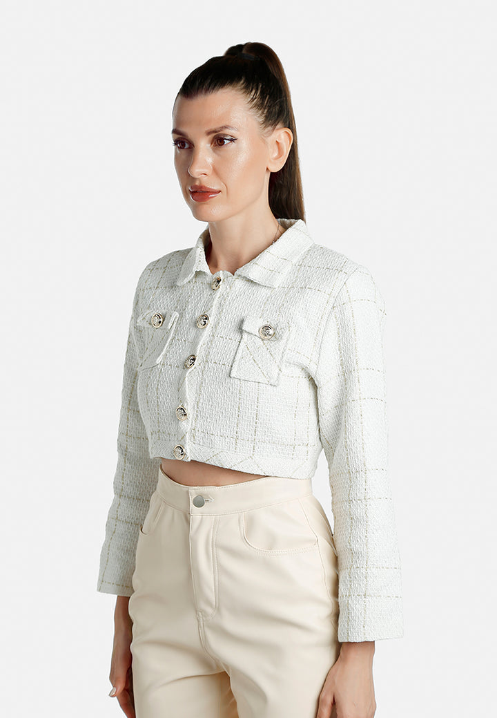 woven button-down flap pocket jacket by ruw#color_off white