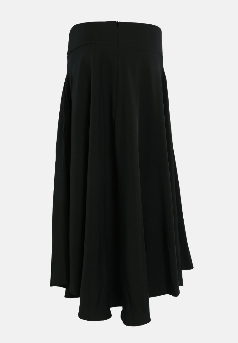 wrap style long maxi skirt#color_black