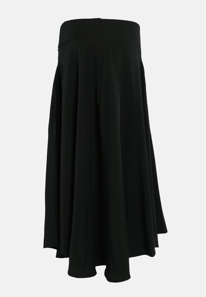 wrap style long maxi skirt#color_black