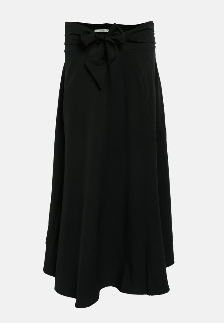 wrap style long maxi skirt#color_black