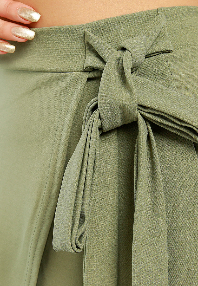 wrap style long maxi skirt#color_olive