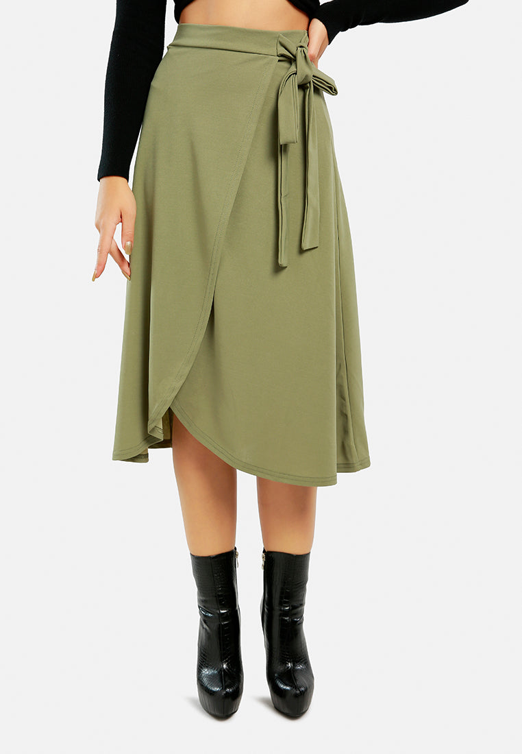 wrap style long maxi skirt#color_olive