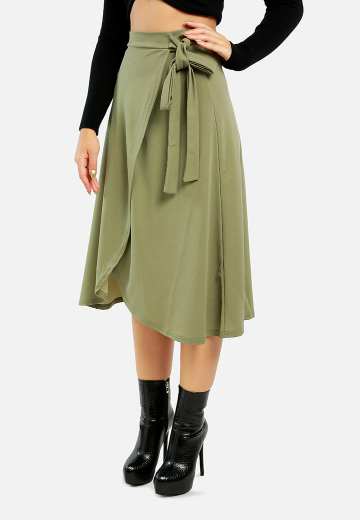 wrap style long maxi skirt#color_olive