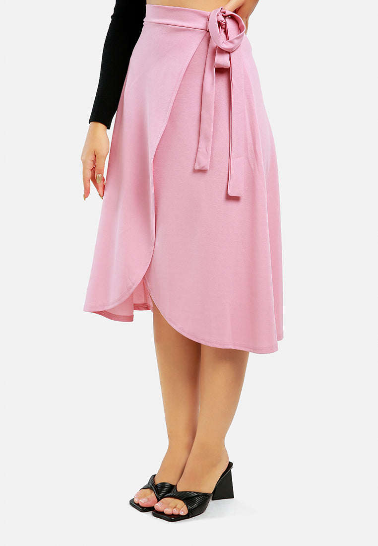 wrap style long maxi skirt#color_pink