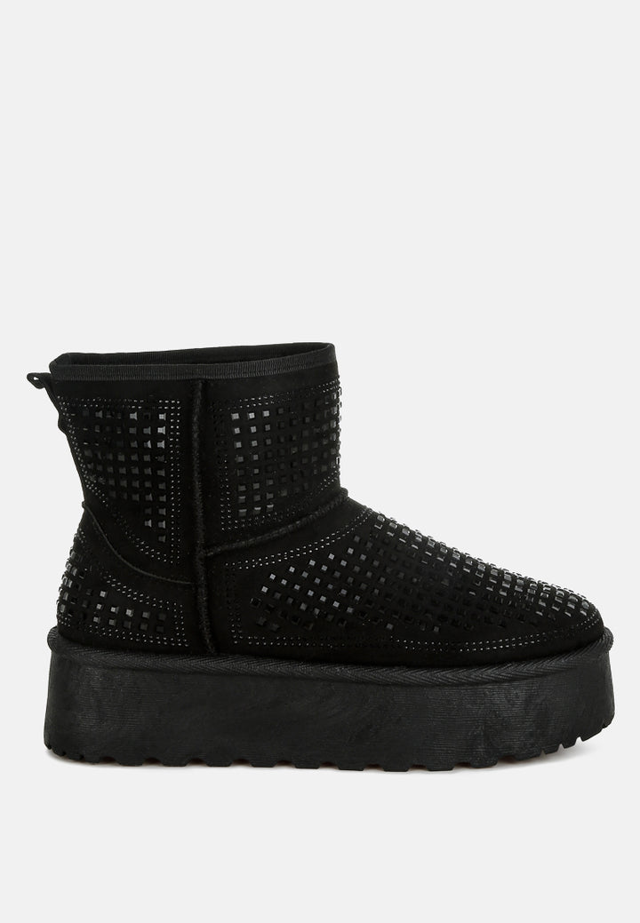 chunky rhinestones ankle boots by ruw#color_black