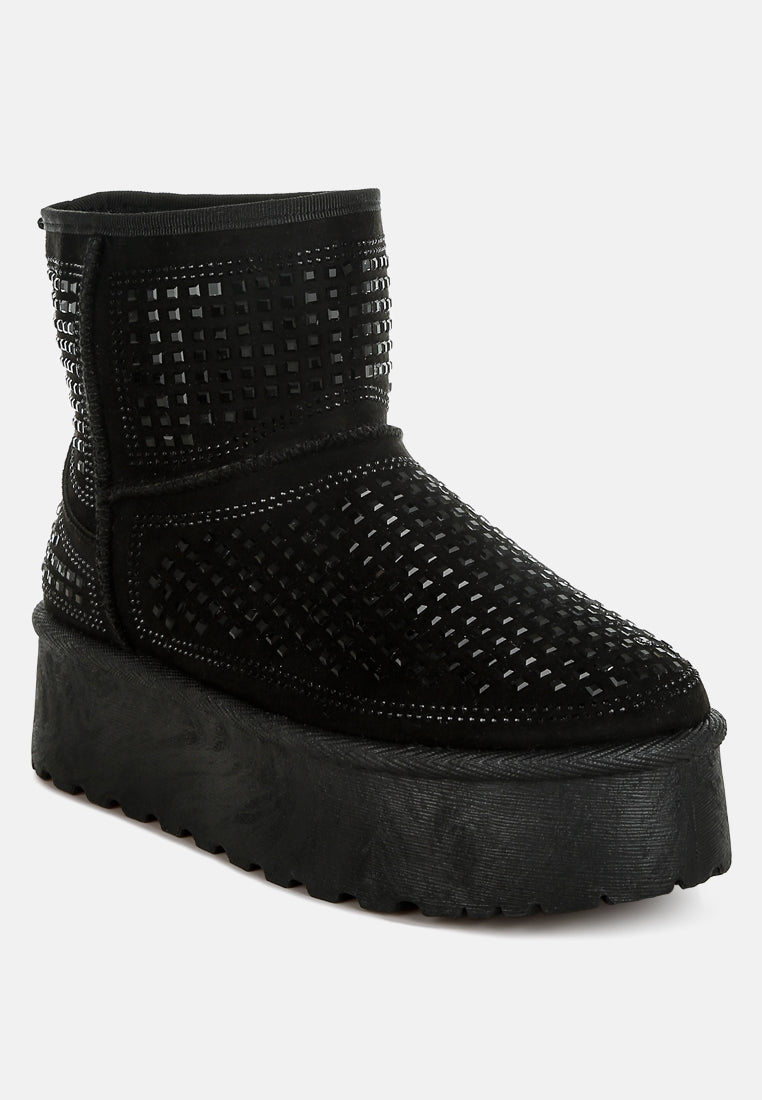 chunky rhinestones ankle boots by ruw#color_black