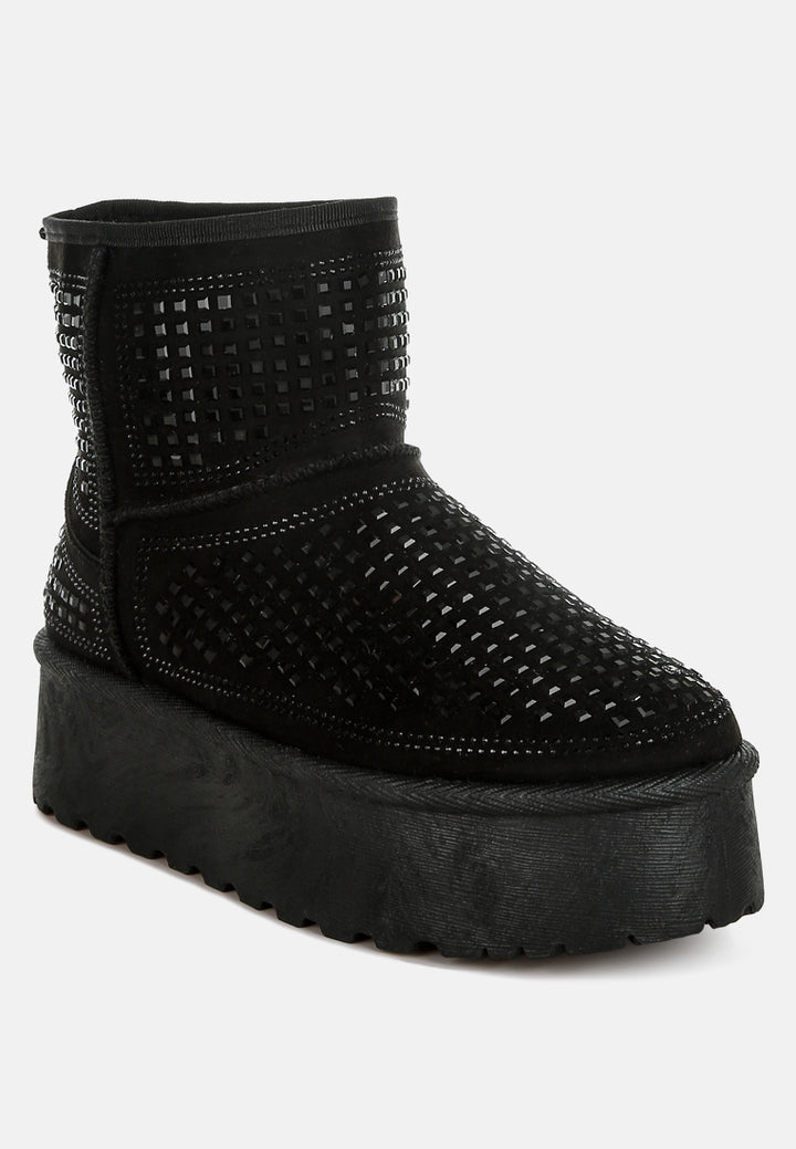 chunky rhinestones ankle boots by ruw#color_black