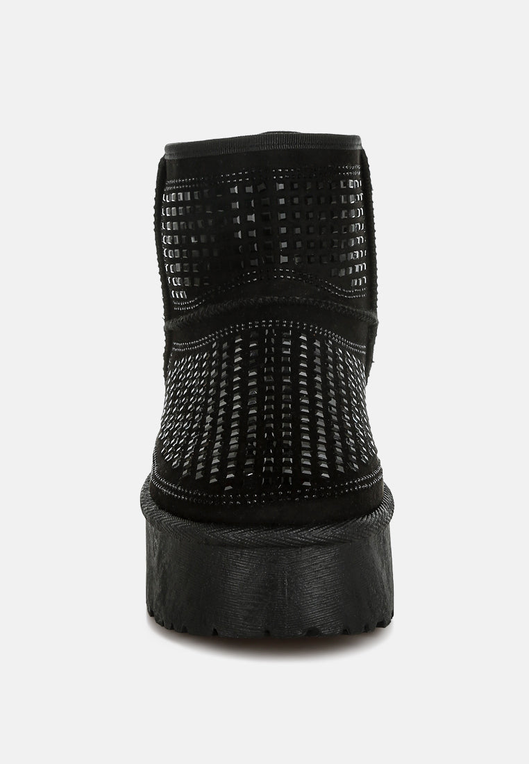 chunky rhinestones ankle boots by ruw#color_black
