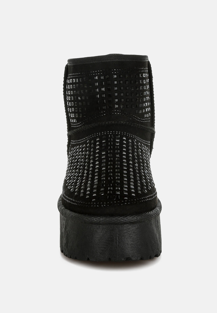 chunky rhinestones ankle boots by ruw#color_black