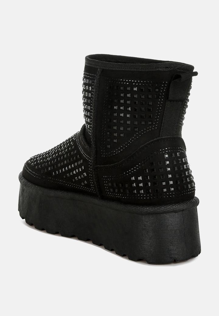 chunky rhinestones ankle boots by ruw#color_black