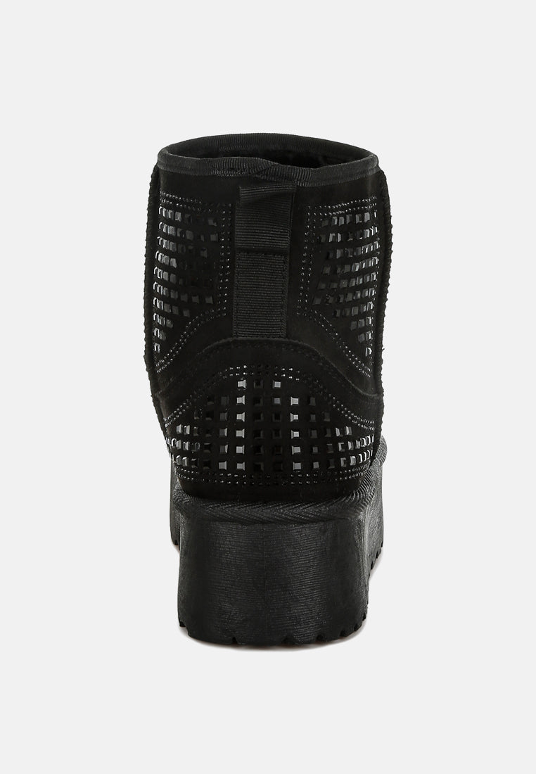chunky rhinestones ankle boots by ruw#color_black
