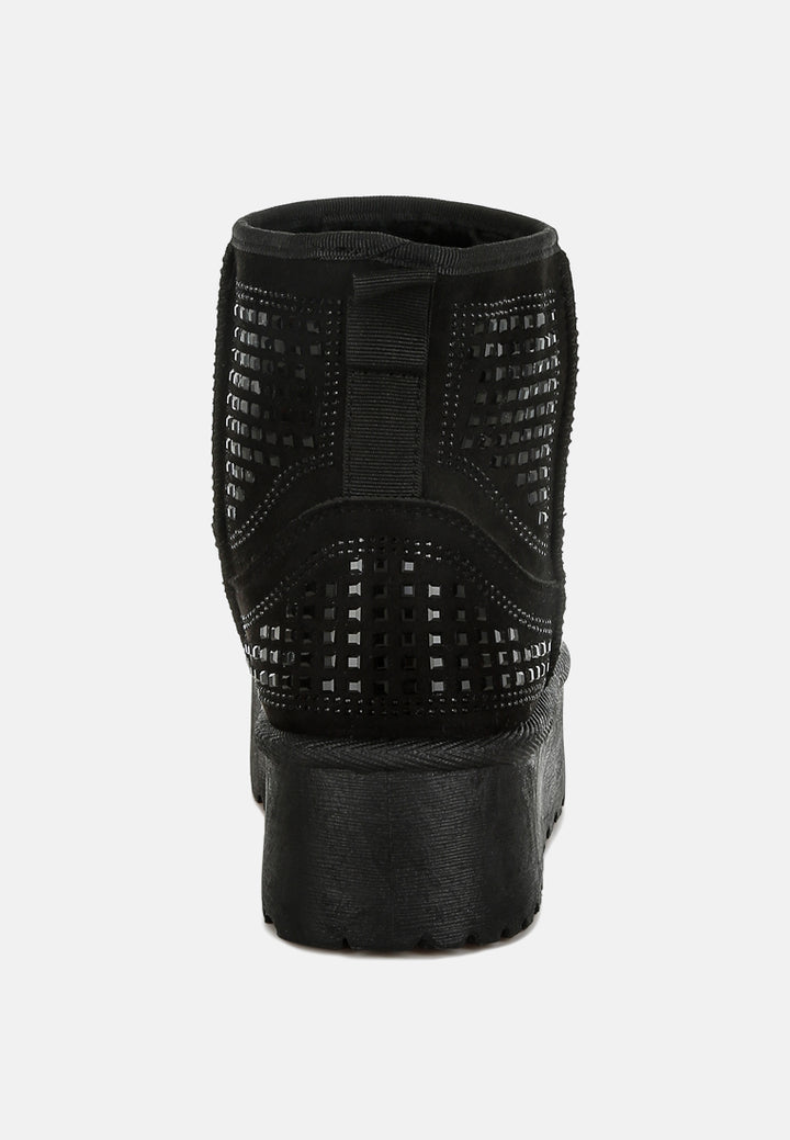chunky rhinestones ankle boots by ruw#color_black