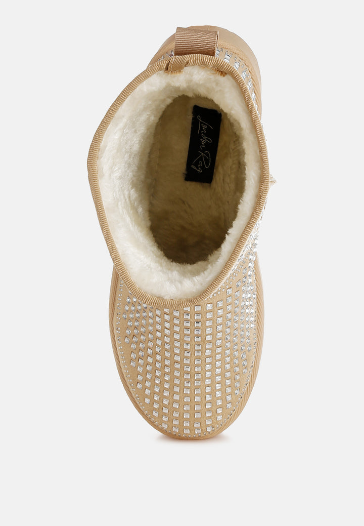 chunky rhinestones ankle boots by ruw#color_beige