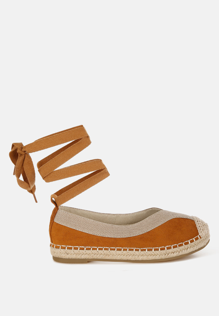 yalva microfiber detachable lace espadrilles by ruw#color_tan