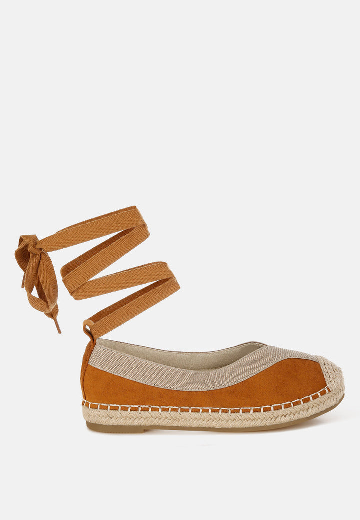 yalva microfiber detachable lace espadrilles by ruw#color_tan