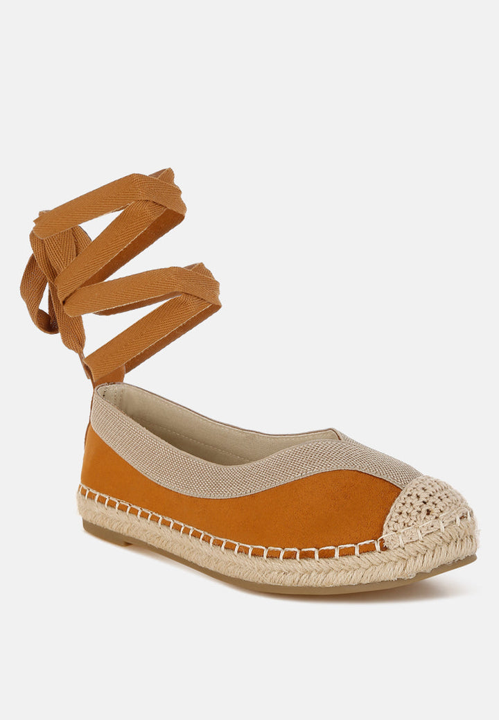 yalva microfiber detachable lace espadrilles by ruw#color_tan