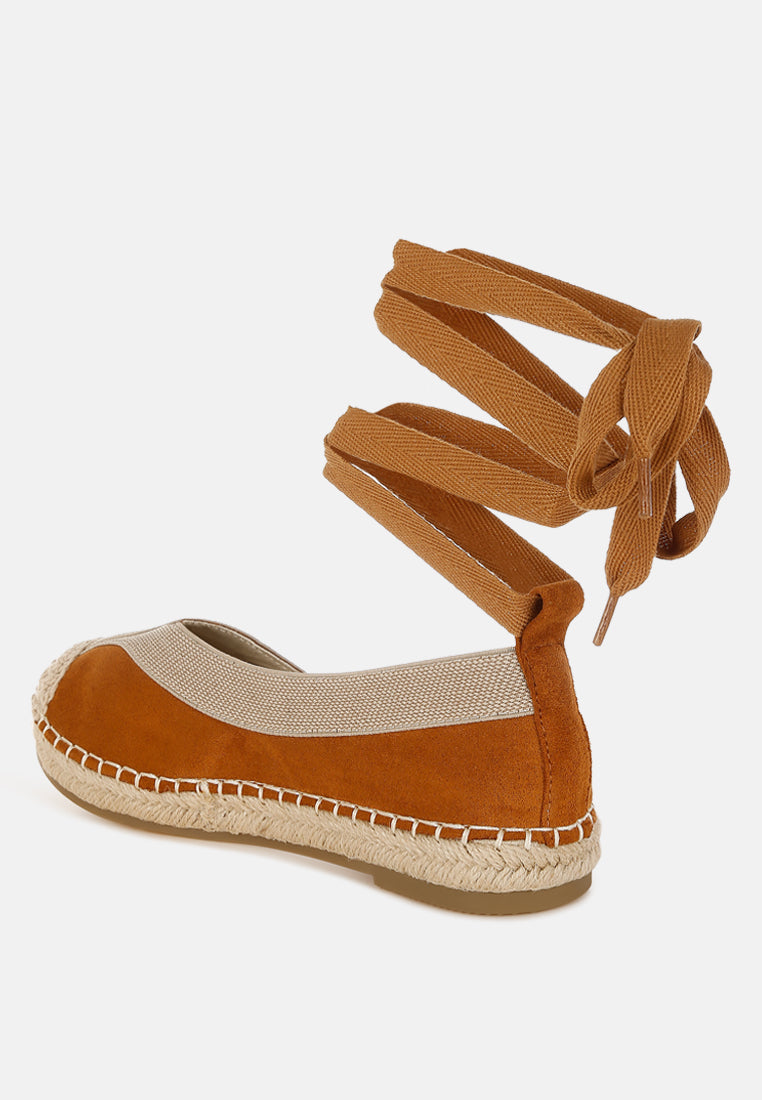 yalva microfiber detachable lace espadrilles by ruw#color_tan
