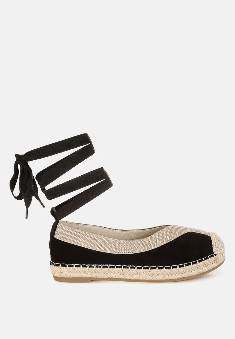 yalva microfiber detachable lace espadrilles by ruw#color_black