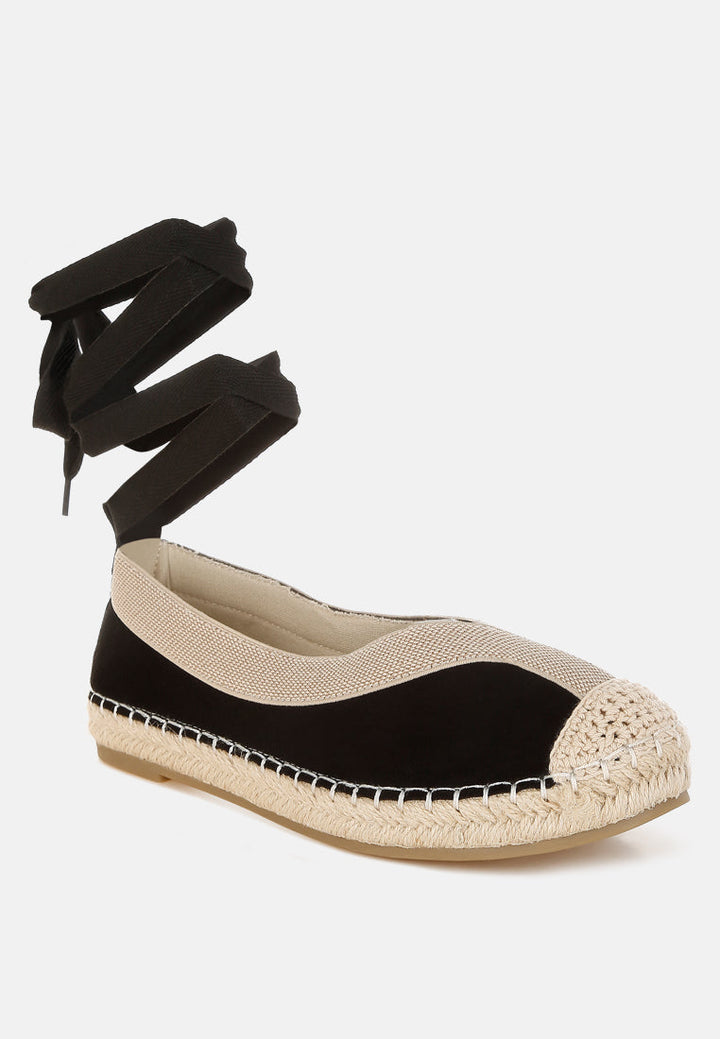 yalva microfiber detachable lace espadrilles by ruw#color_black