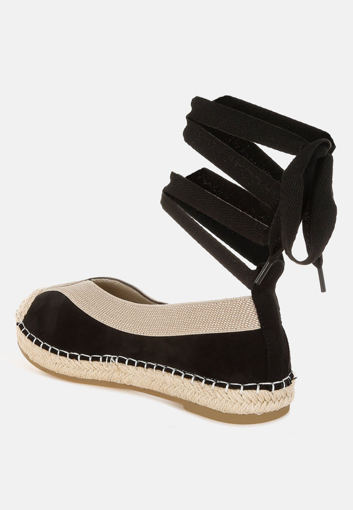 yalva microfiber detachable lace espadrilles by ruw#color_black