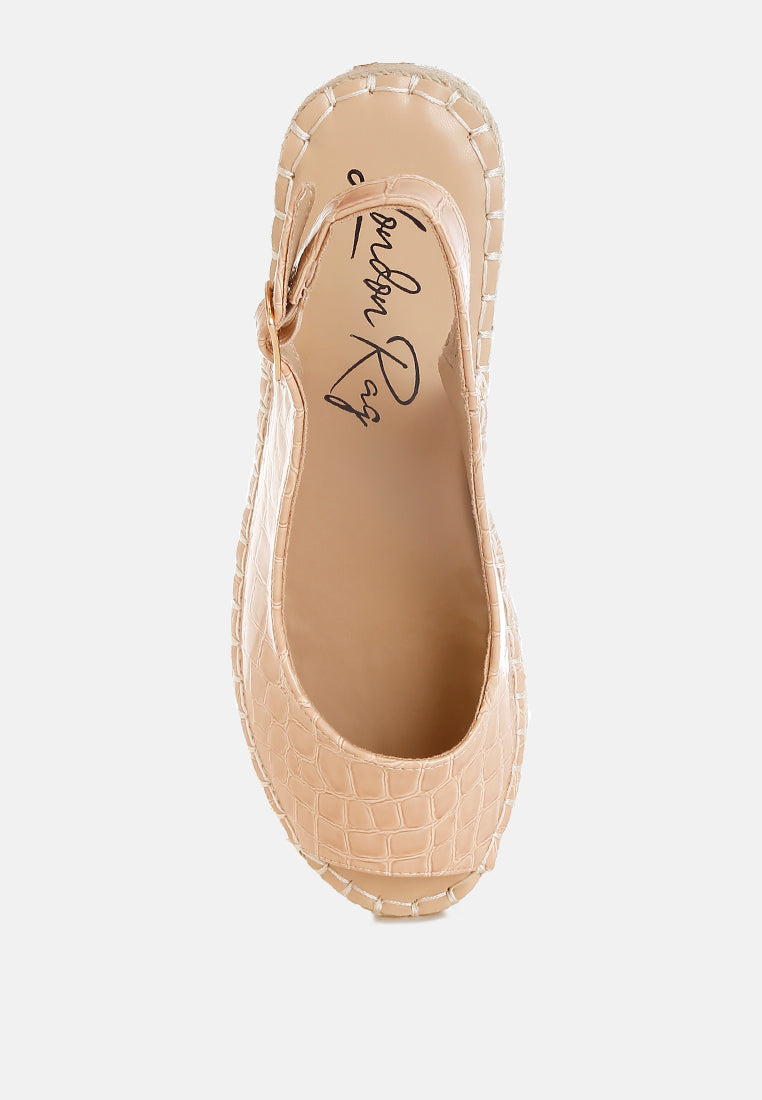 yarael croco peep toe wedges#color_beige