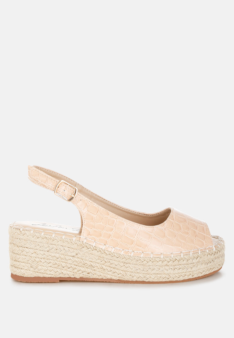 yarael croco peep toe wedges#color_beige