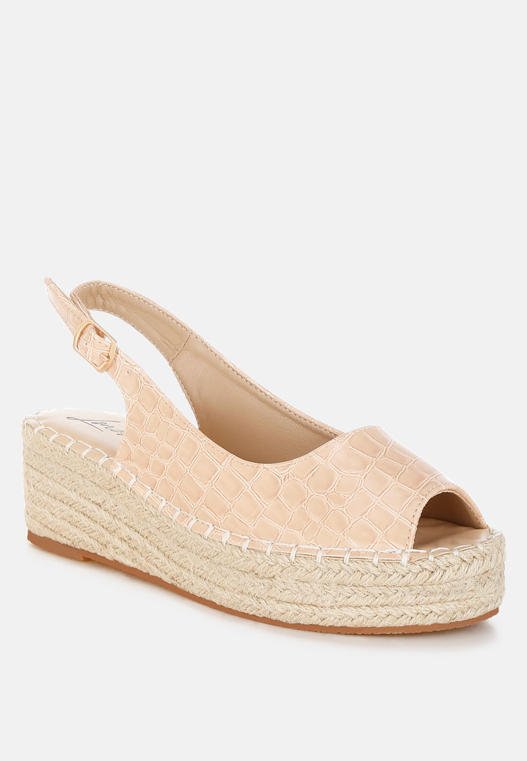 yarael croco peep toe wedges#color_beige