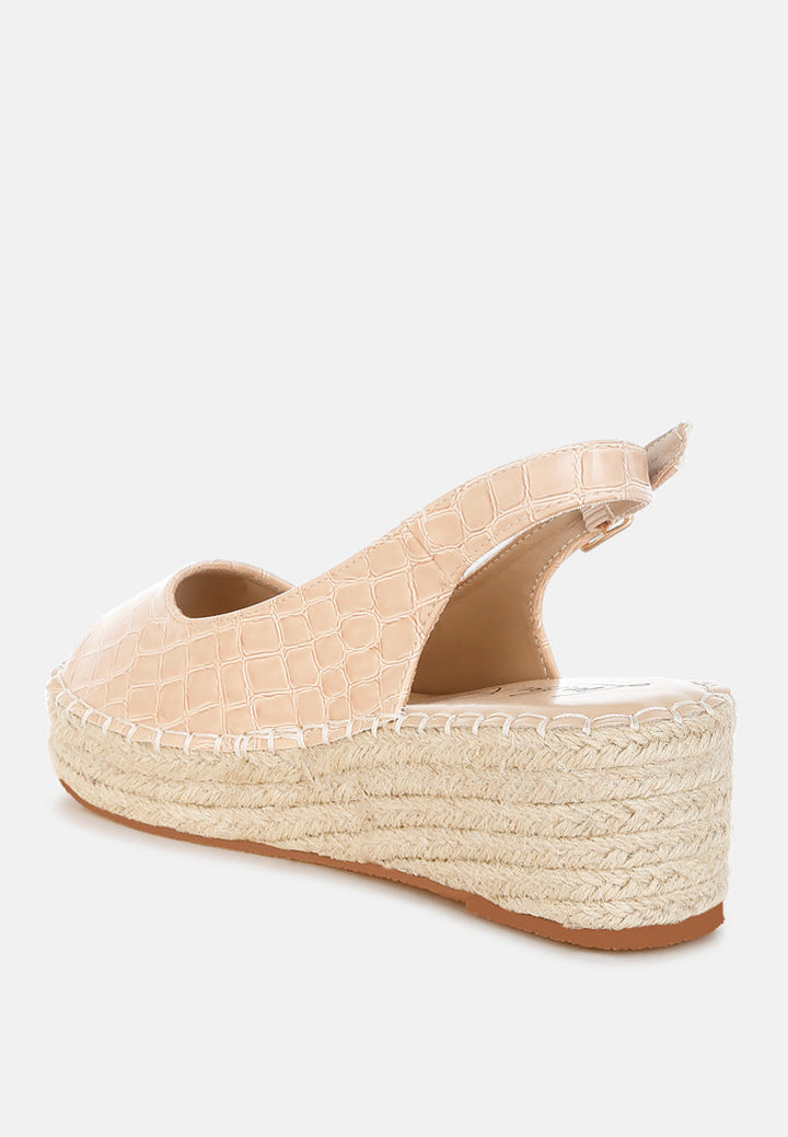 yarael croco peep toe wedges#color_beige