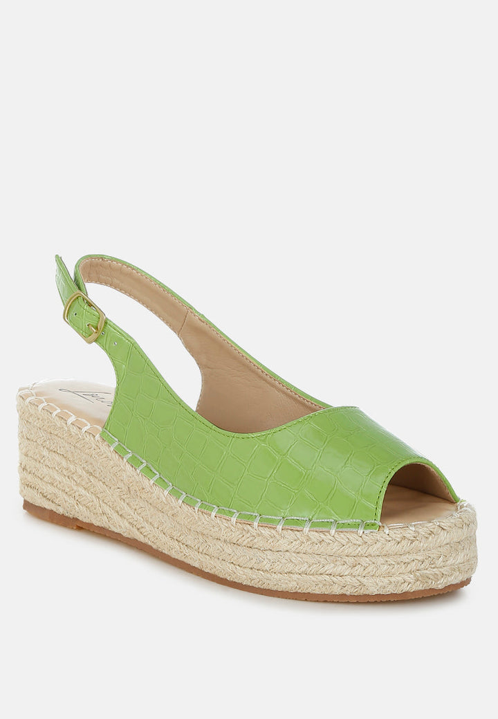 yarael croco peep toe wedges#color_green