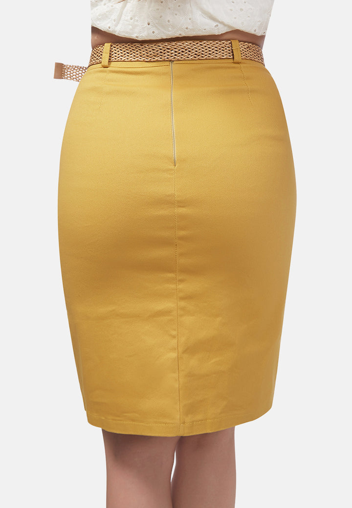 front slit pencil skirt#color_yellow