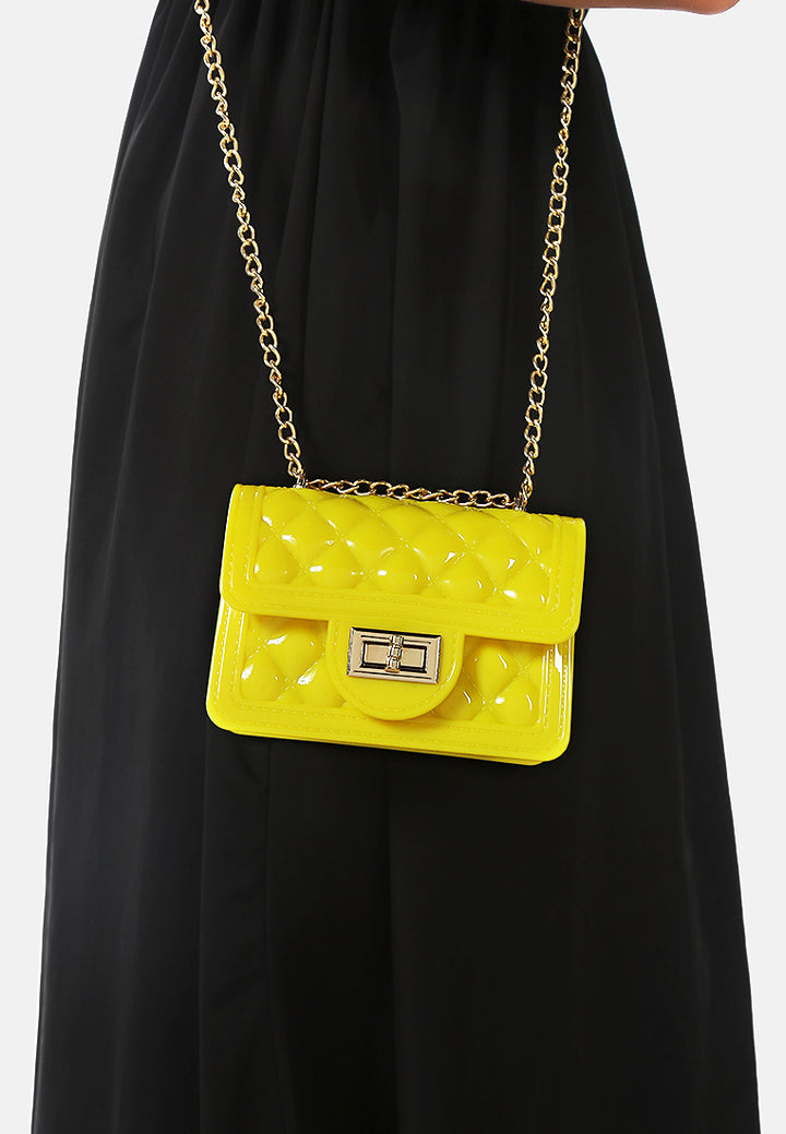 quilted sling bag#color_yellow