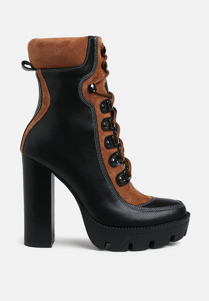 yeti high heel lace up biker boots by ruw#color_black-tan
