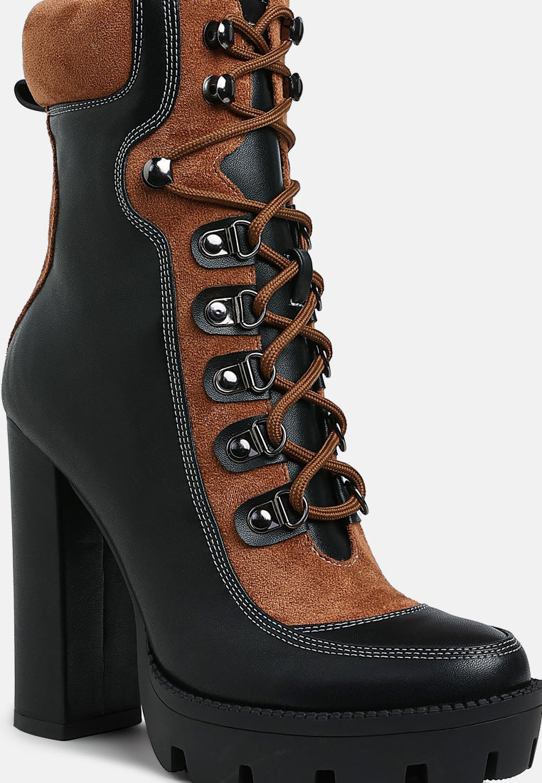 yeti high heel lace up biker boots by ruw#color_black-tan