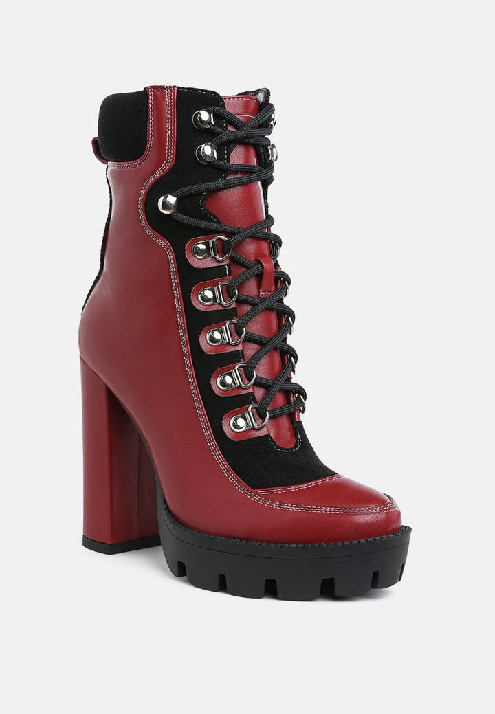 yeti high heel lace up biker boots by ruw#color_burgundy-black