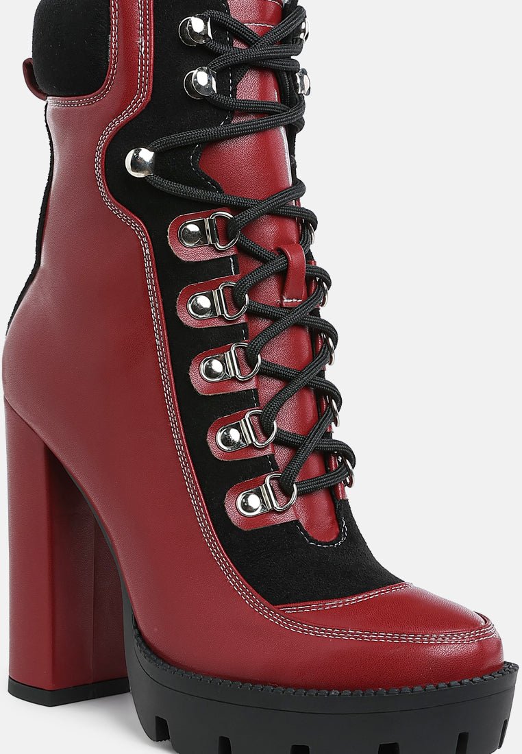 yeti high heel lace up biker boots by ruw#color_burgundy-black