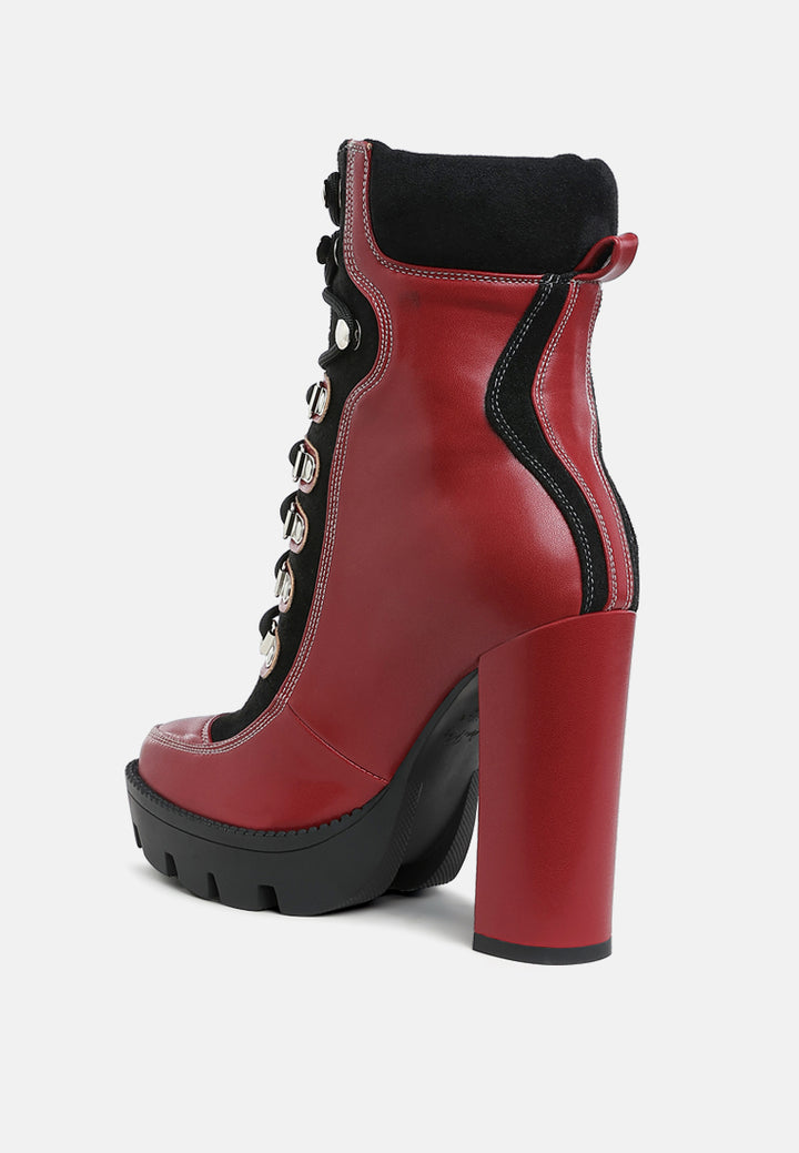 yeti high heel lace up biker boots by ruw#color_burgundy-black