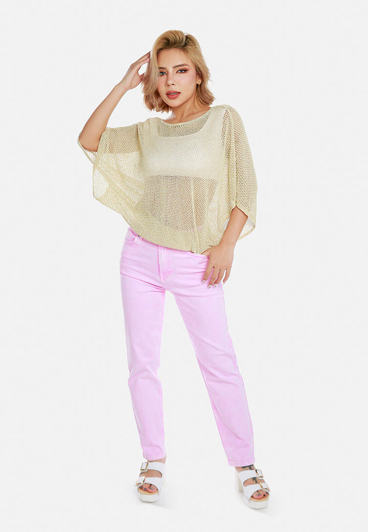 knitted sheer top by ruw#color_cream-gold