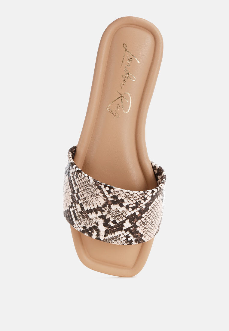 zaltana open square toe flats#color_beige-snake-snakeskin-textured-man-made-leather
