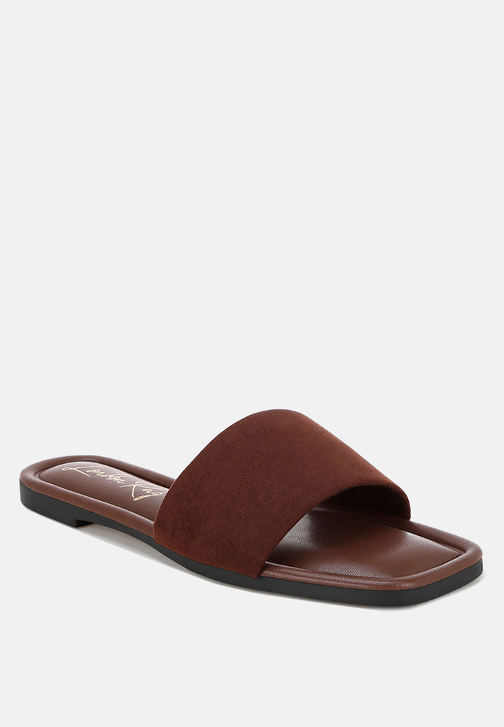 zaltana open square toe flats#color_brown-man-made-leather
