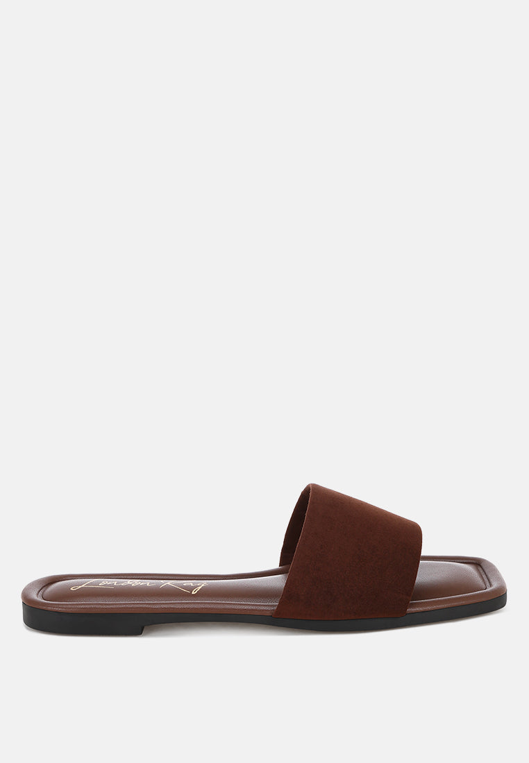 zaltana open square toe flats#color_brown-man-made-leather