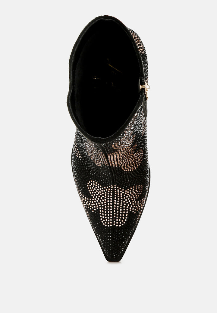 rhinestones embellished block heel boots by ruw#color_black