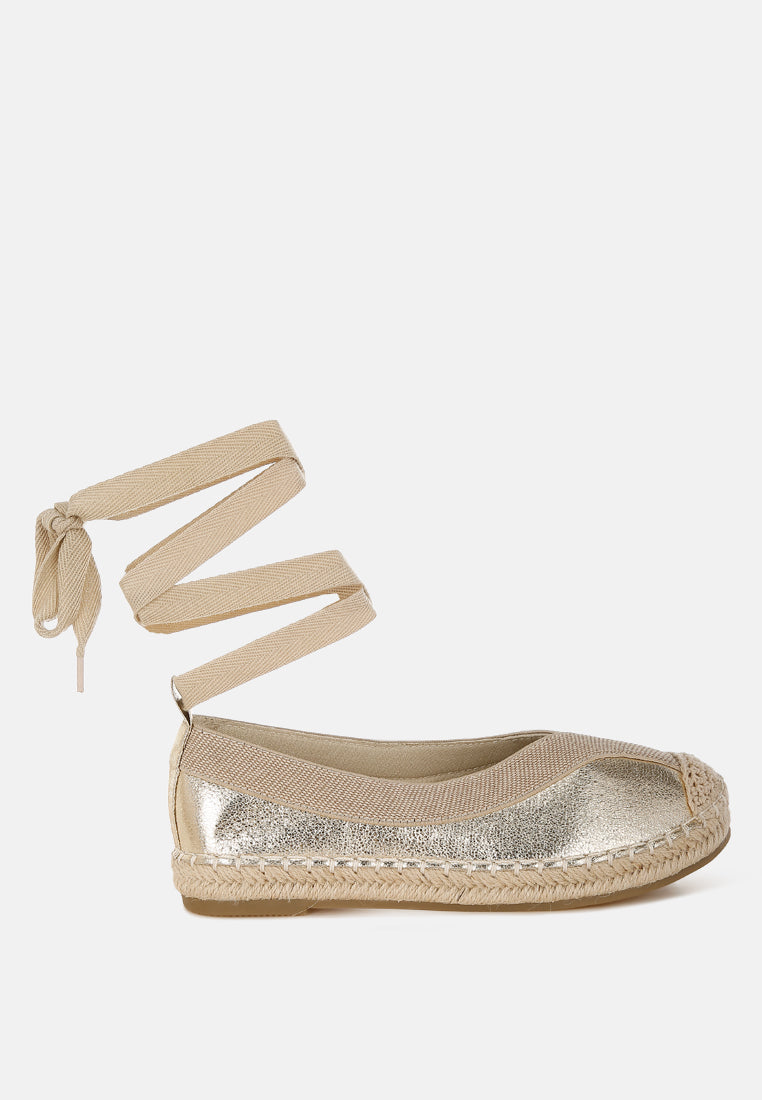 zayal metallic detachable lace espadrilles by ruw#color_gold