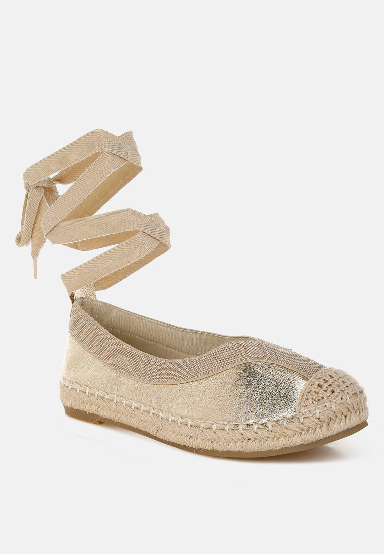 zayal metallic detachable lace espadrilles by ruw#color_gold