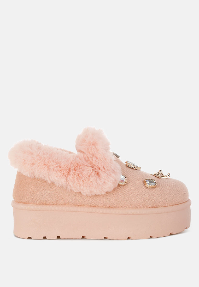 zeta charm detail slip on snow boots#color_pink