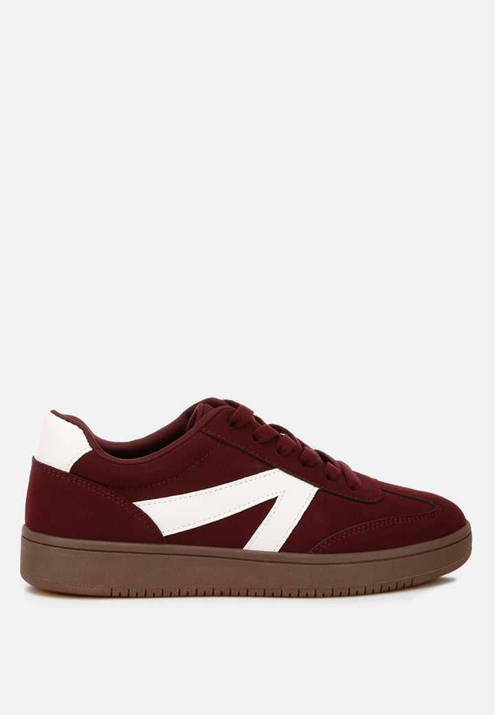 contrasting patchwork chunky sneakers by ruw#color_burgundy